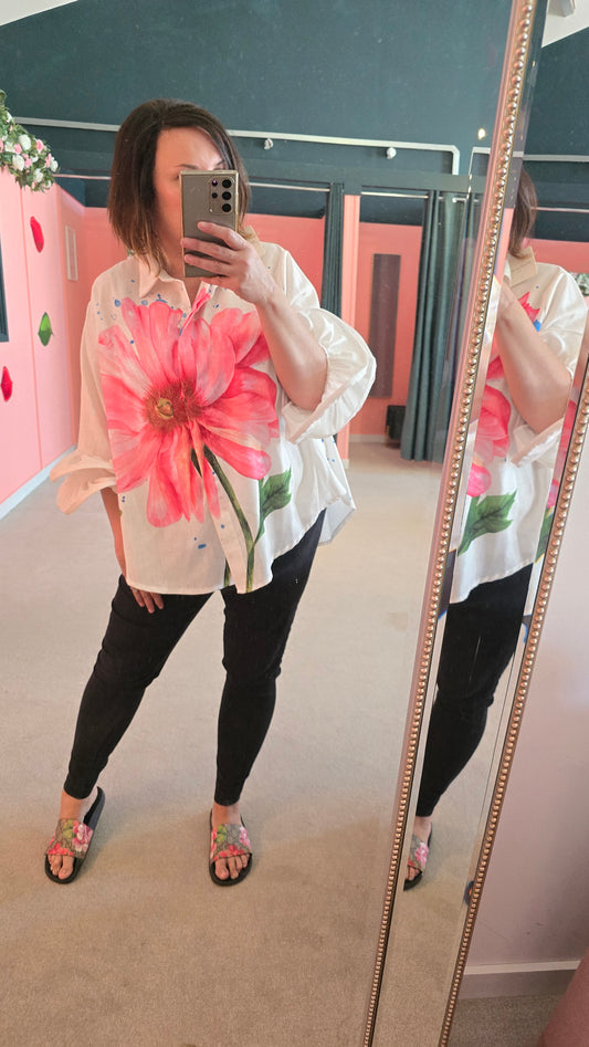 Lily frill flower print shirt
