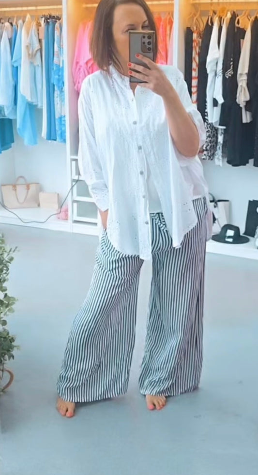 Tina Wide Leg Stripe Trousers