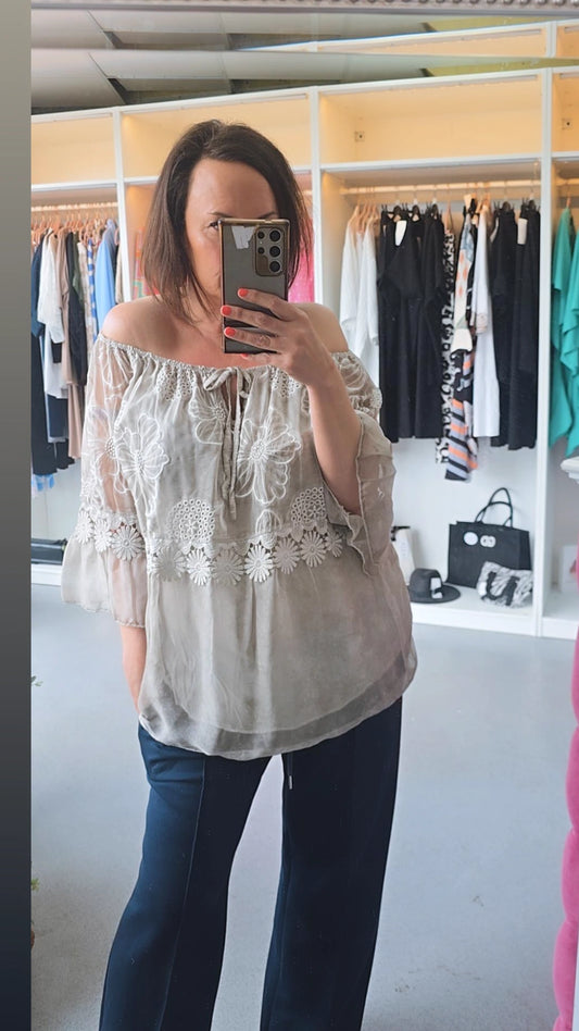 River Embroidered detail top